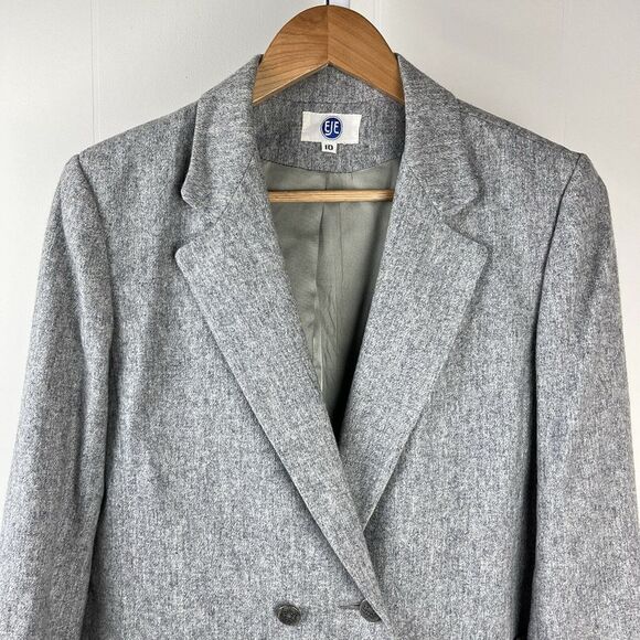 EJE Vintage Blazer Jacket‎ Womens Small Gray 100% Wool Double Breasted - Picture 2 of 9